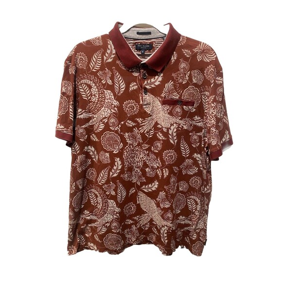 Set of 2 Ted Baker Mens Sz 6 US 2XL GINGEN STRIPED COTTON & Paisley Print POLO - Picture 1 of 13